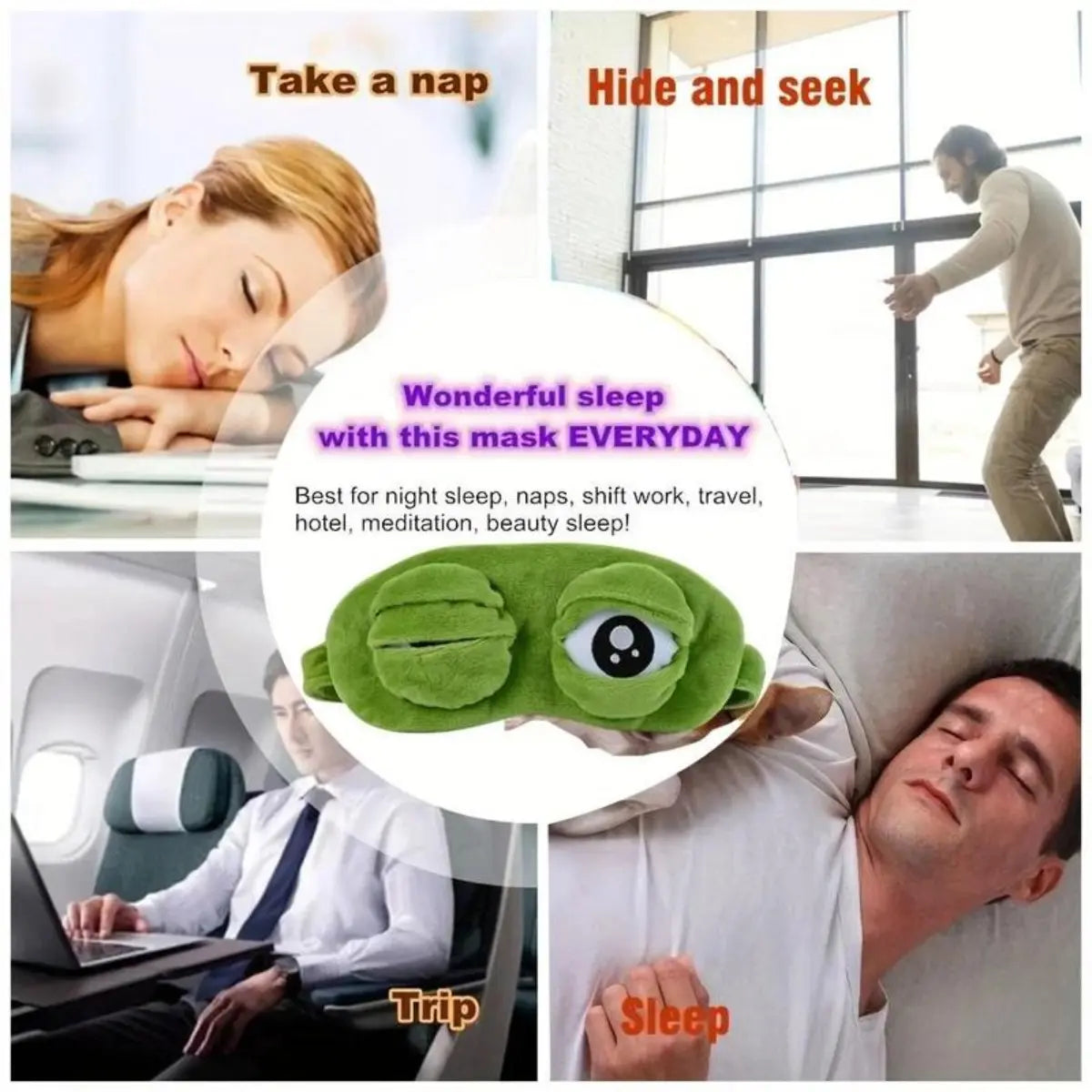 🐸3D Frog Eye Mask - Cotton-Plush Soft Cute 3D Shaping Cartoon Blindfold