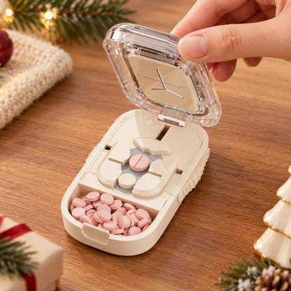Precision 4-Way Pill Cutter & Storage Case | 1/2, 1/3 & 1/4 Divider