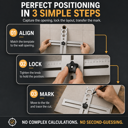 📐 Adjustable Tile Hole Positioning Ruler – Precise Multi-Hole Measuring & Marking Tool