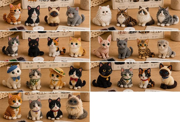🐱 Create 4 Adorable Beaded Cats Yourself