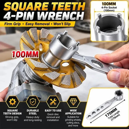 🔥 50% OFF🔥4-Prong Multifunctional Angle Grinder Wrench, Universal Adjustable Spanner for Grinders and Polishers (Single-Ended/Double-Ended)
