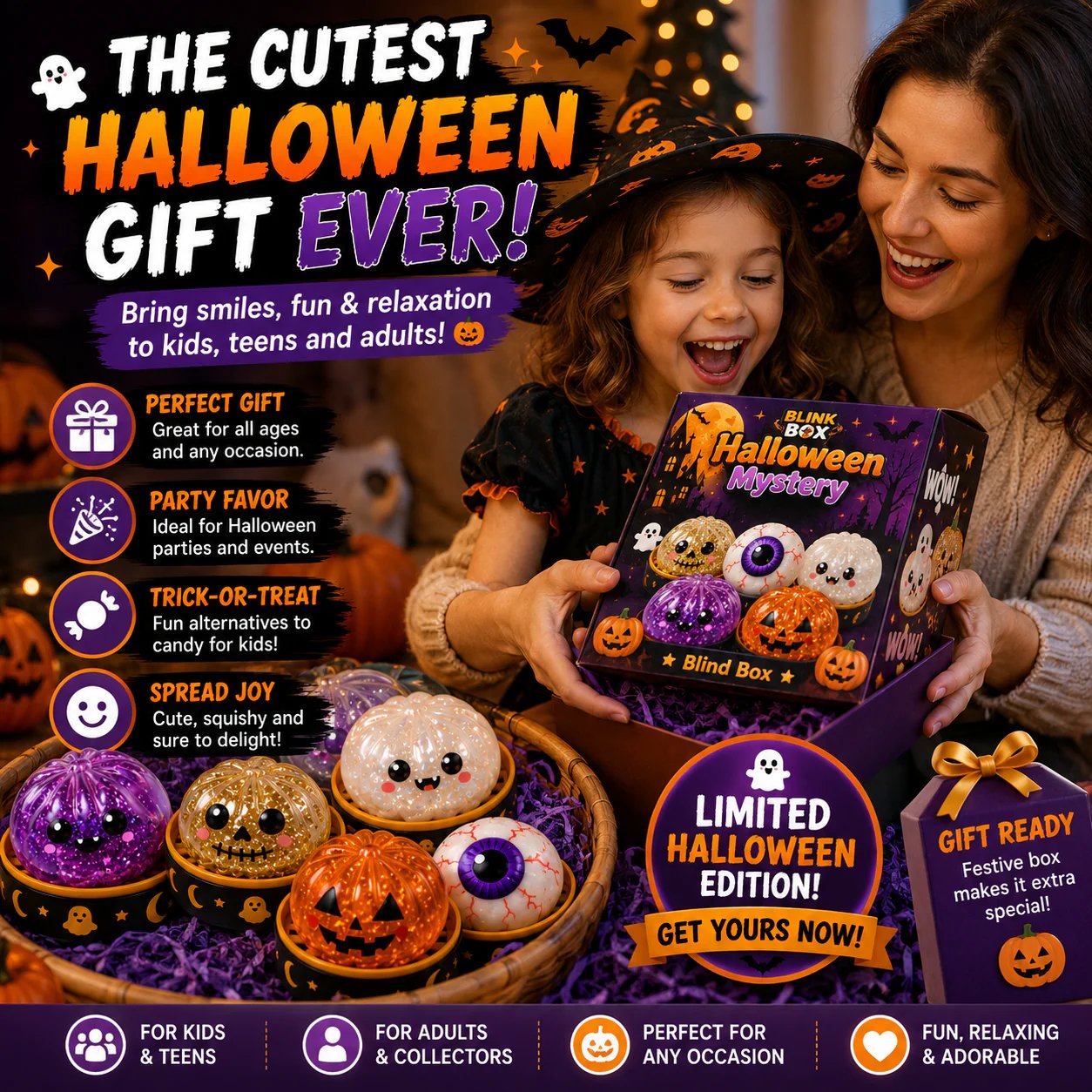 🔥49% OFF TODAY 🎃 Halloween Steamed Bun Squishy Mystery Box Toy