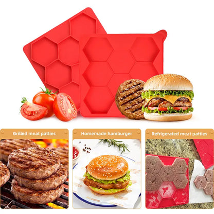 🍔Silicone Burger Patty Mold | Hexagon Slider Meat Press Maker