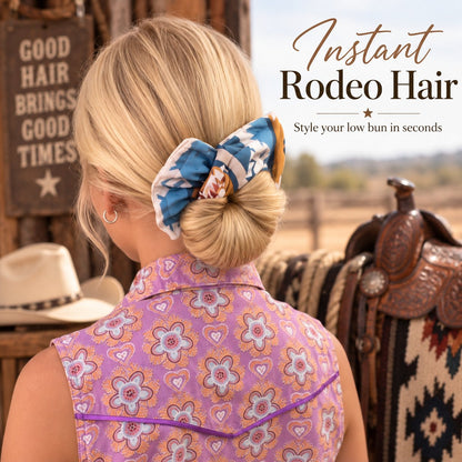 Western Print Low-Bun Hair Bow