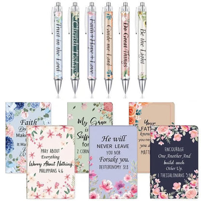 ✝️Christian Gifts Set: Motivational Pens & Bible Verse Notebooks – Inspire Your Faith Journey🌸
