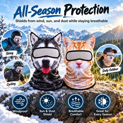 🐱✨3D Cat Ski Mask with Ears – 🤣Funny Windproof Balaclava for Skiing & Festivals