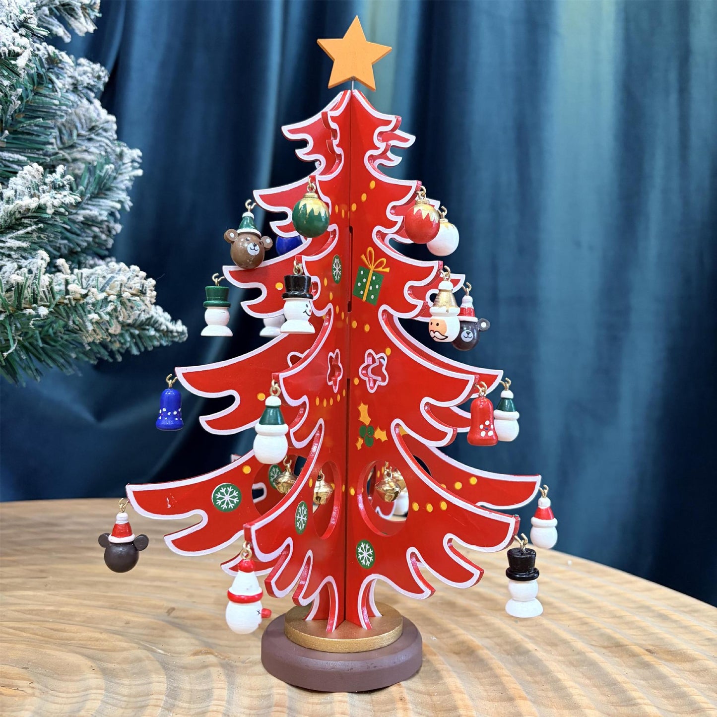 2026 Christmas Advent Calendar - Mini Wooden Christmas Tree Set with 30 Ornaments