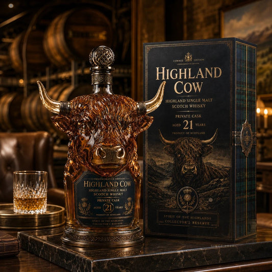 🐂Highland Cow Private Cask 21 Years Cow Head Shaped Scotch Whisky Bottle