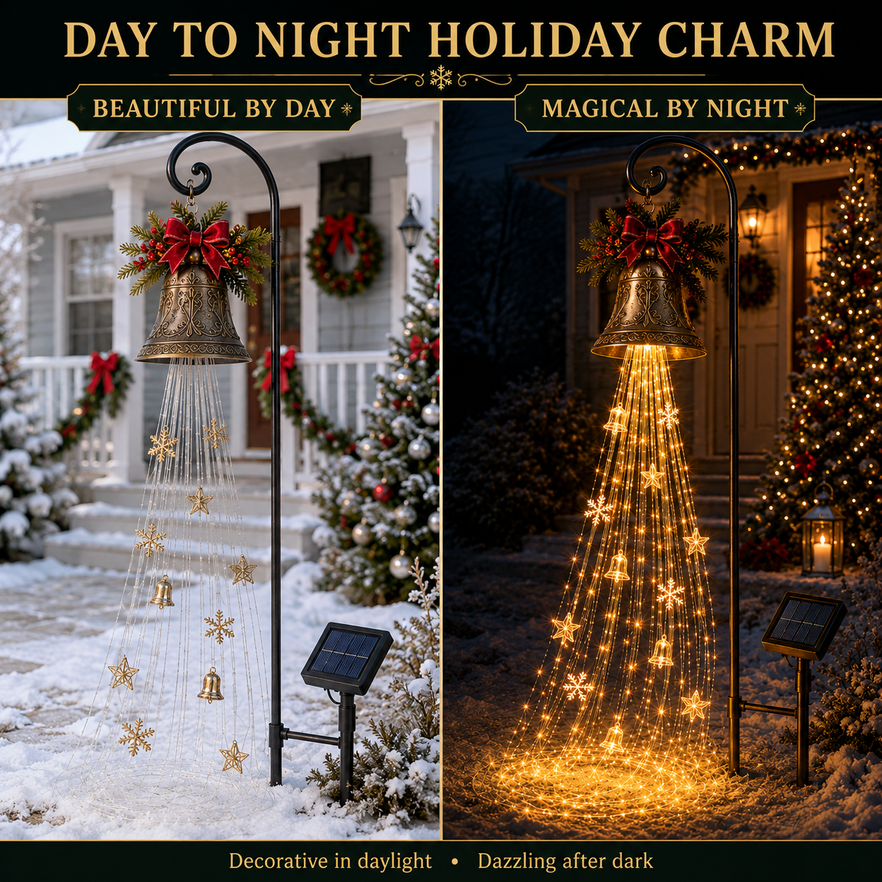 🔥Hot Sale 45% OFF🎄 Christmas Bell Cascade Solar Yard Light✨