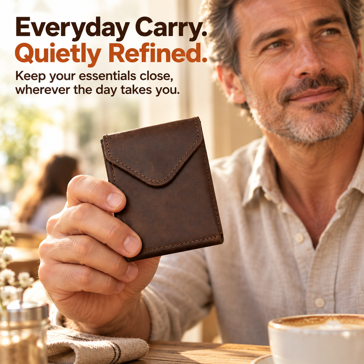 👝 Compact Leather Envelope Wallet – Slim Card & Cash Organizer