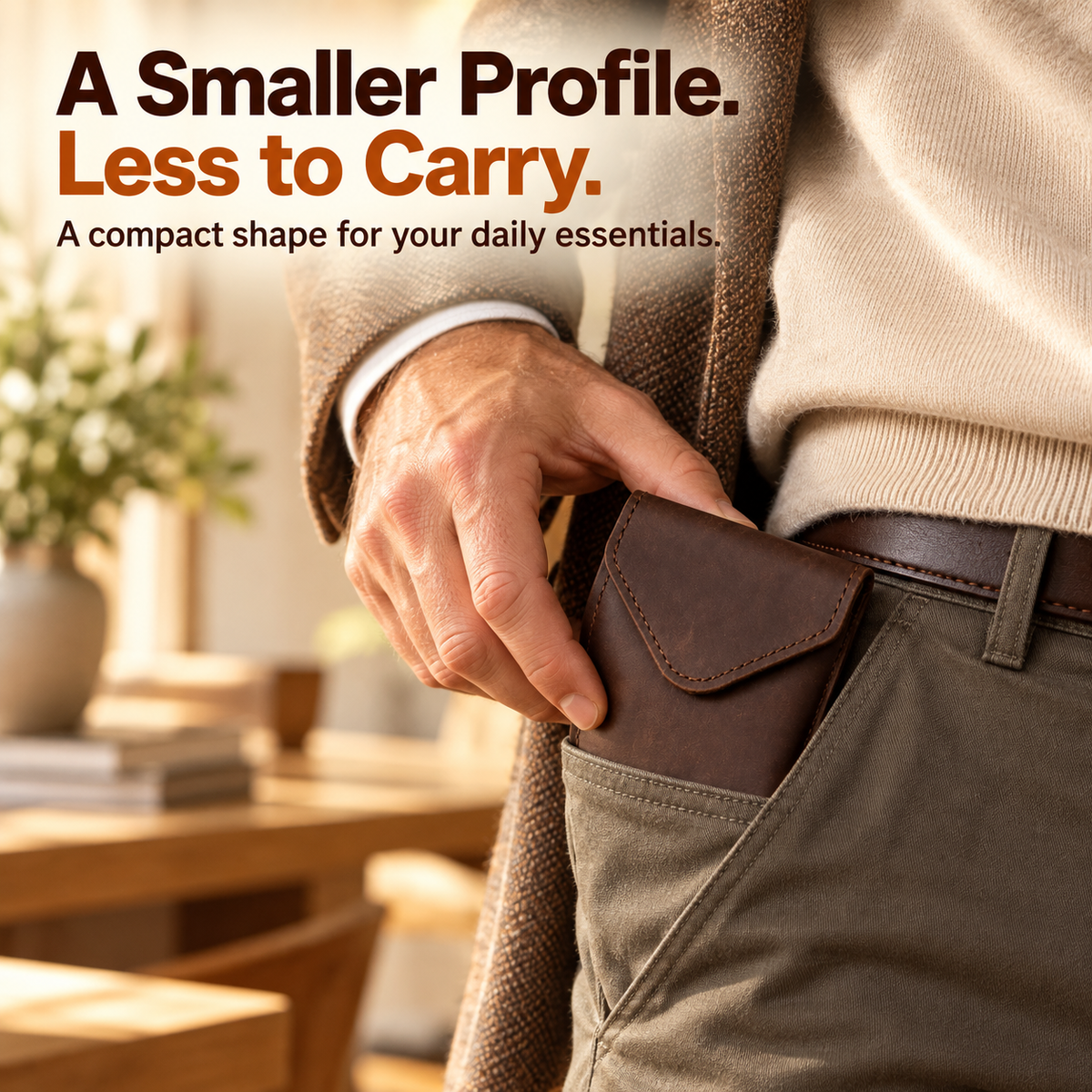 👝 Compact Leather Envelope Wallet – Slim Card & Cash Organizer