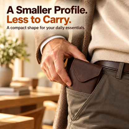 👝 Compact Leather Envelope Wallet – Slim Card & Cash Organizer