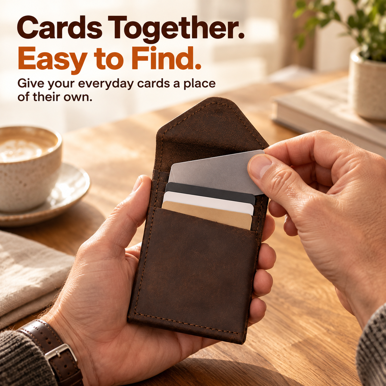 Card storage inside the envelope wallet