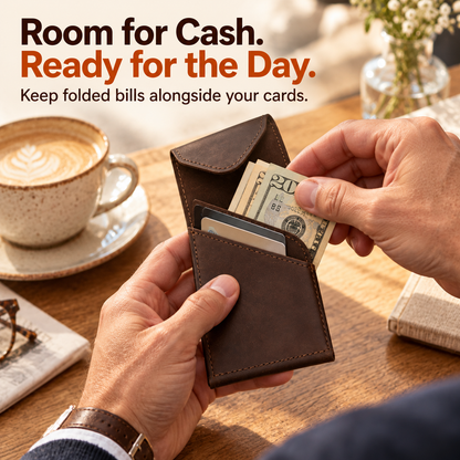 👝 Compact Leather Envelope Wallet – Slim Card & Cash Organizer
