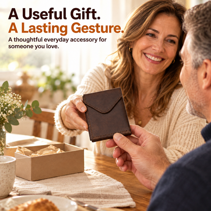 👝 Compact Leather Envelope Wallet – Slim Card & Cash Organizer