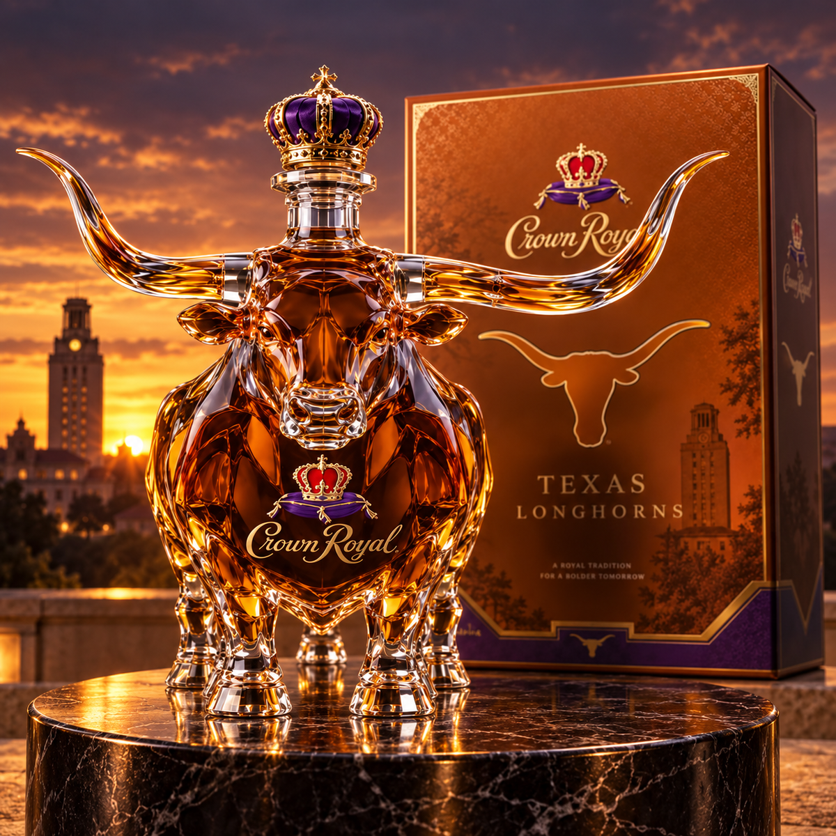 Crown Royal Texas Longhorns Whiskey Bottle
