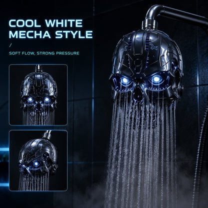 Cyber Mecha Skull Color Changing LED Pressure Boost Shower Head