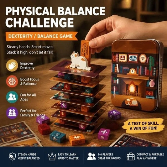 📚🎲Cooperative Stacking Game | Skill & Balance Card and Book Tower Game in Travel Tin