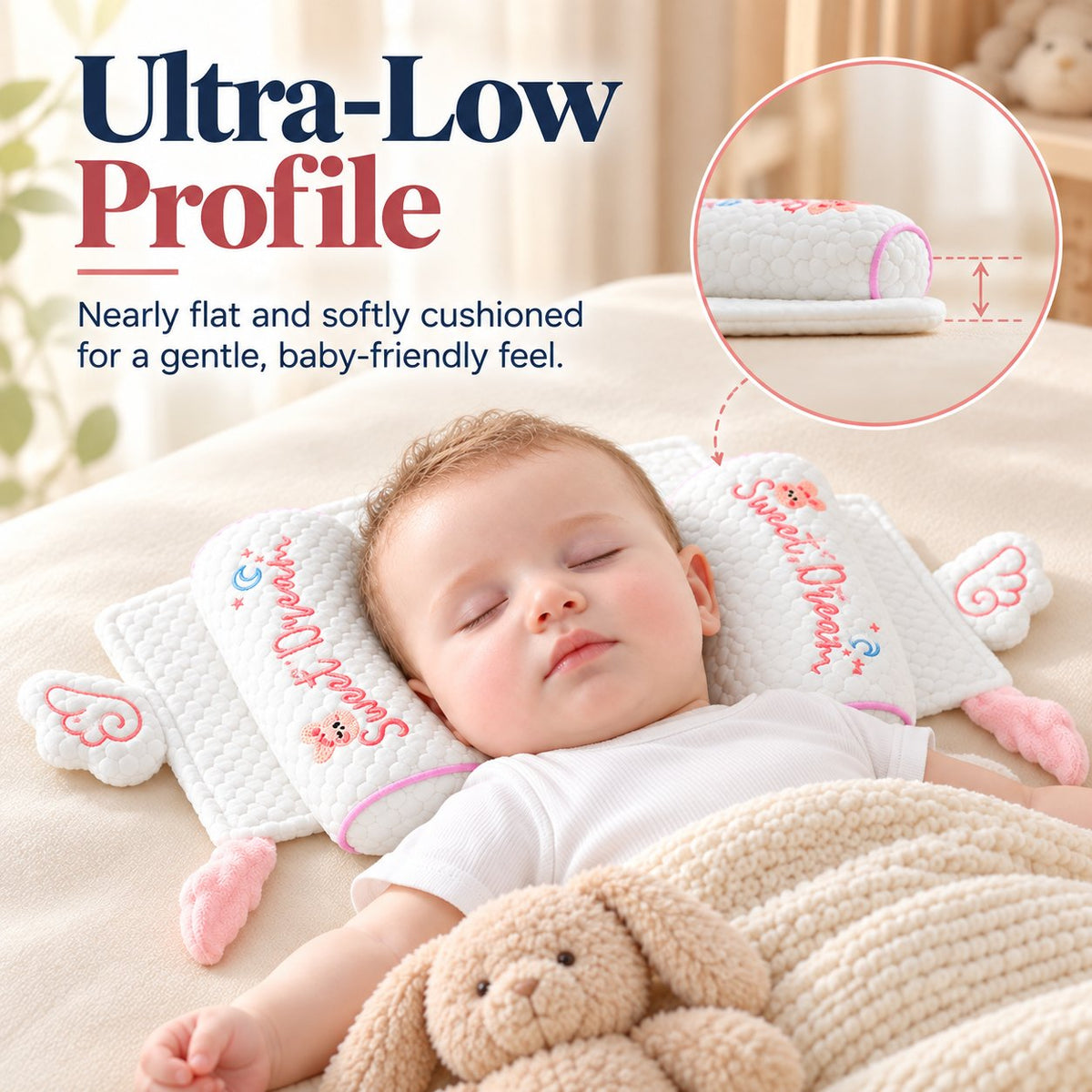 Millet Head-Shaping Pillow for Babies and Toddlers, for Correcting Head Asymmetries in Newborns, Model 06 – Pillow for Side Sleeping with a Removable Insert