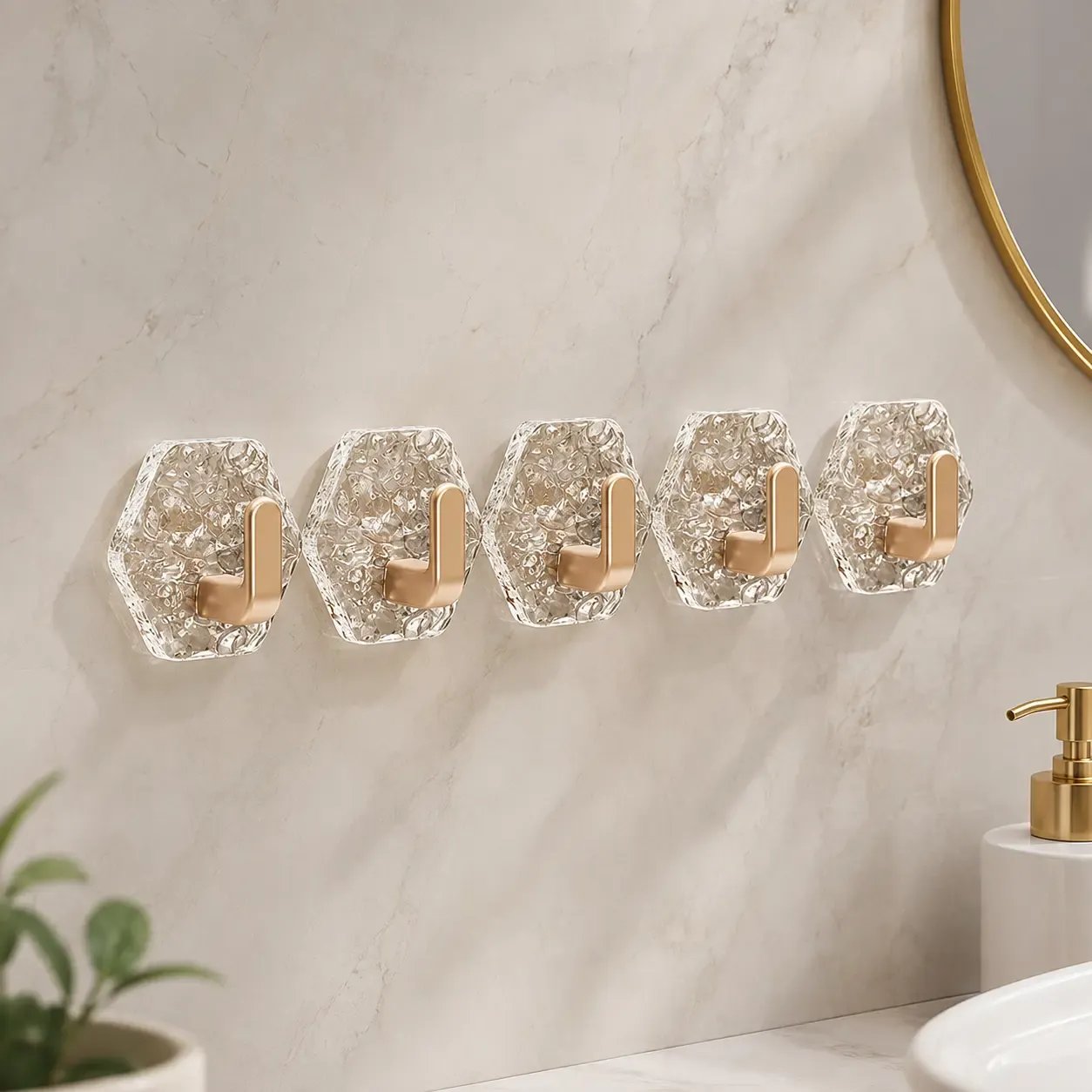 ⚡Heavy-Duty Plastic Self-Adhesive Hexagonal Ripple Hooks