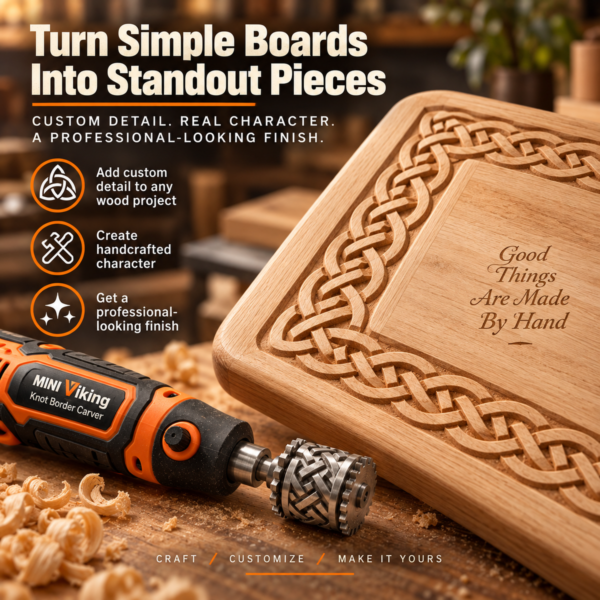 MINI Viking Knot Border Carver – Decorative Woodworking Roller Tool