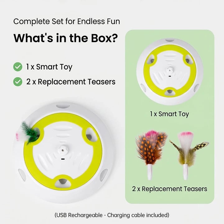 Whack A Mole Cat Mouse Toy for Cats - Interactive Cat Toys with Automatic Feather Mice & No Touch Sensor Required