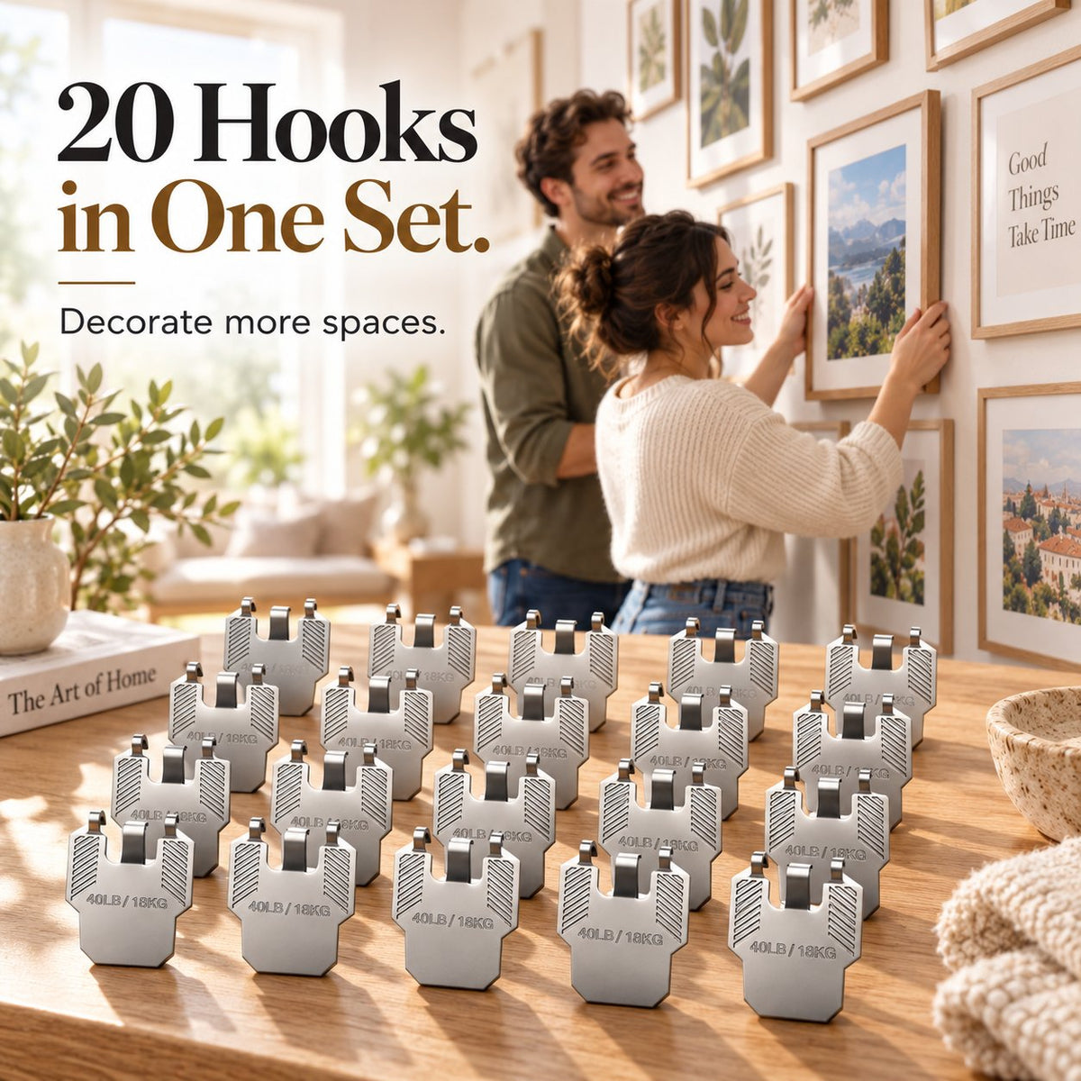 🏠 20 Pack Wall Claw Hooks | No Drilling Needed, Quick Installation for Living Room & Office Wall Decor