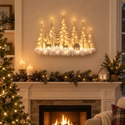 🌲 Step Into an Enchanted Winter Grove: Lighted Christmas Woodland Forest Wall Decor