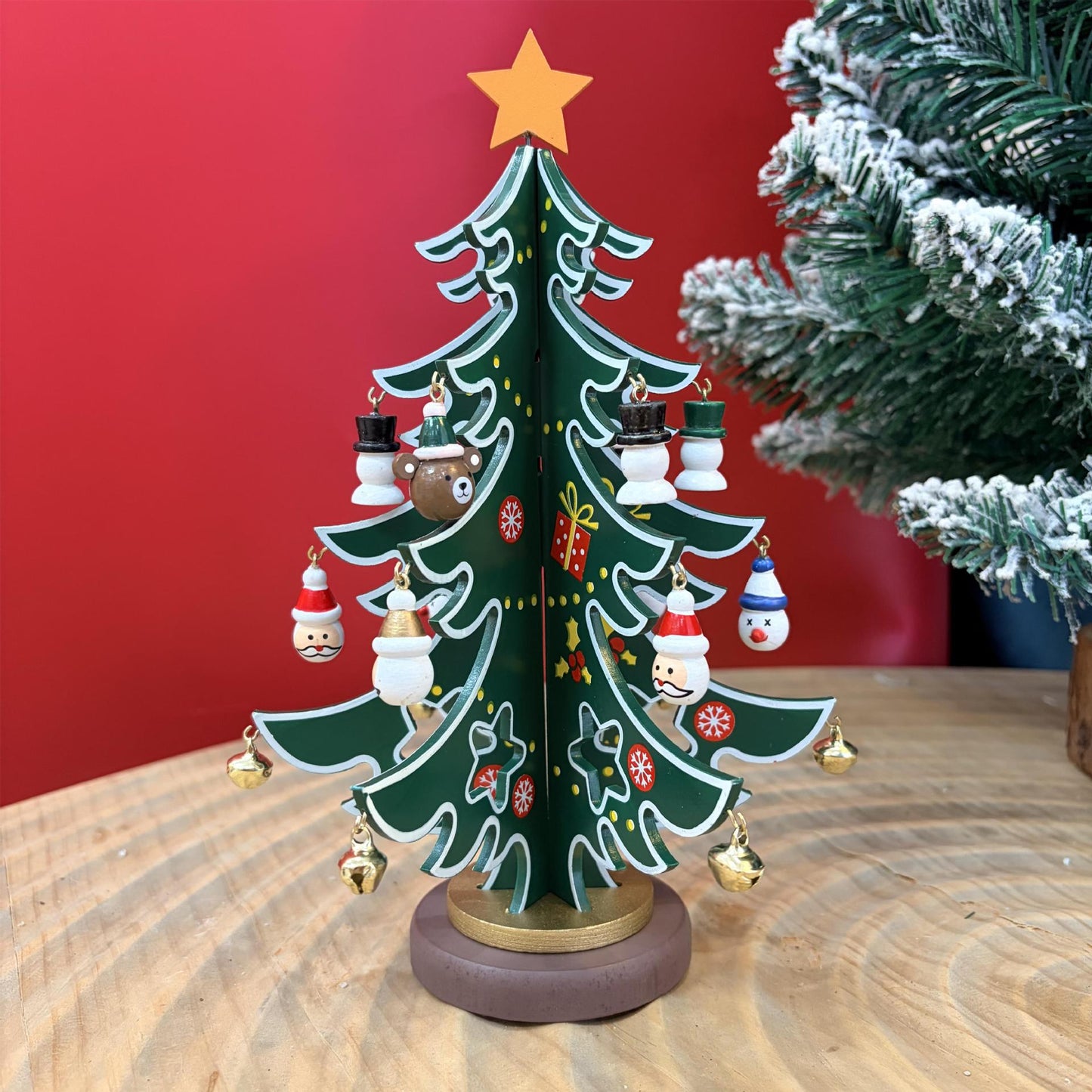 2026 Christmas Advent Calendar - Mini Wooden Christmas Tree Set with 30 Ornaments