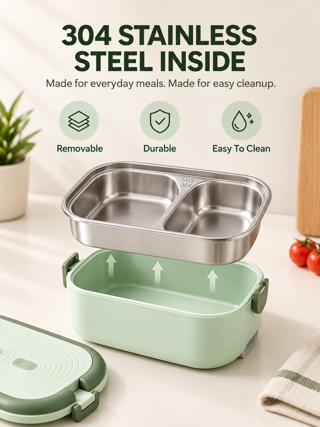 Portable Electric Heated Lunch Box Water-Free Food Warmer