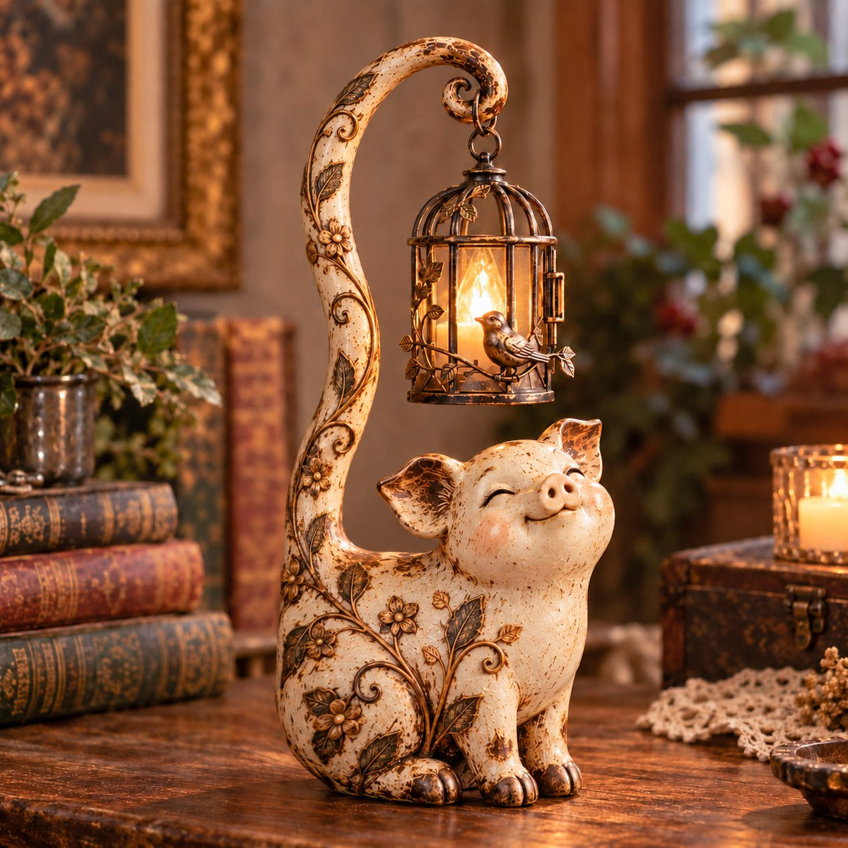 🐱✨ Little Guardian Cat Lantern™ | Vintage Lighted Sculpture