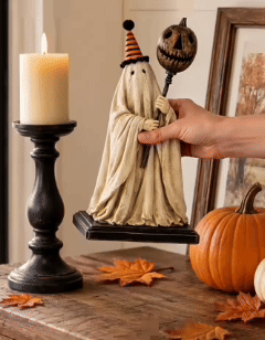 🏆Summerween Sale 48% OFF 👻🎃 Lighted Vintage Ghost Figurine with Glowing Pumpkin Staff