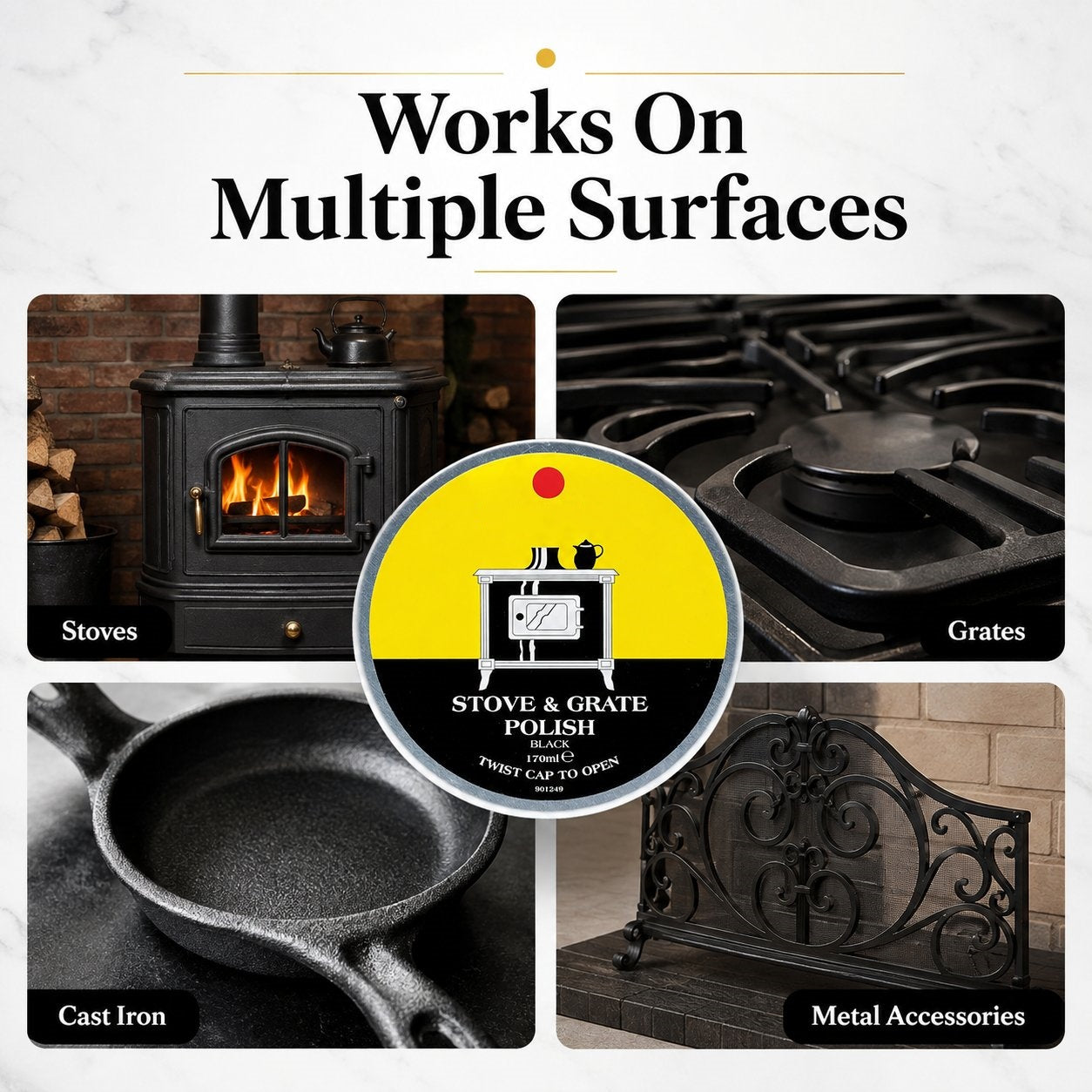 🔥Last Day 50% OFF - 🧼Black Stove & Grate Polish – Cast Iron Restorer for Wood Stoves, Fireplaces & Grates