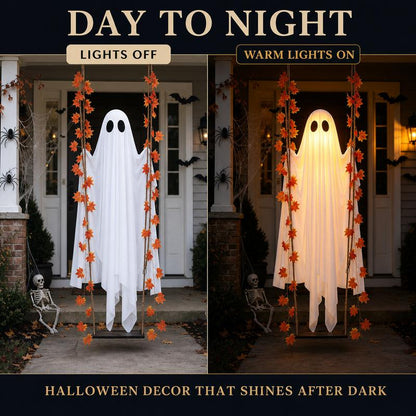 LED Light-Up Swinging Ghost Halloween Decoration