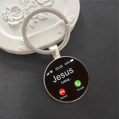 ✝️Jesus Calling Keychain, Christian Key Ring Gift, Faith Inspirational Keychain, Religious Gift for Men Women