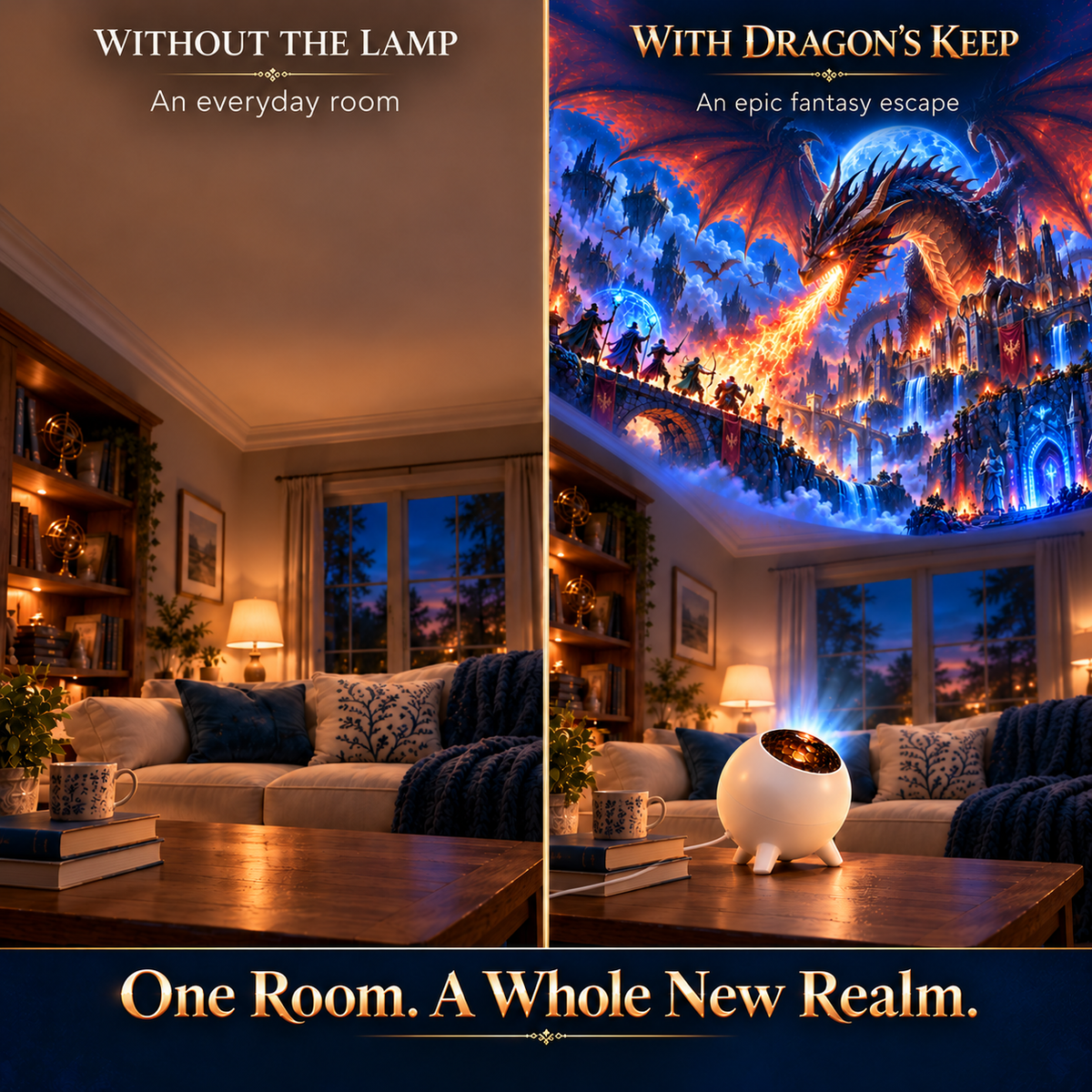 🐉 Dragon's Keep Fantasy Ceiling Projector | Magical Dragon & Castle Light