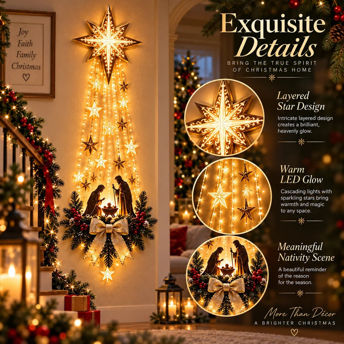 ✝️✨ Bethlehem Star of Faith™ – Lighted Nativity Wall Decor