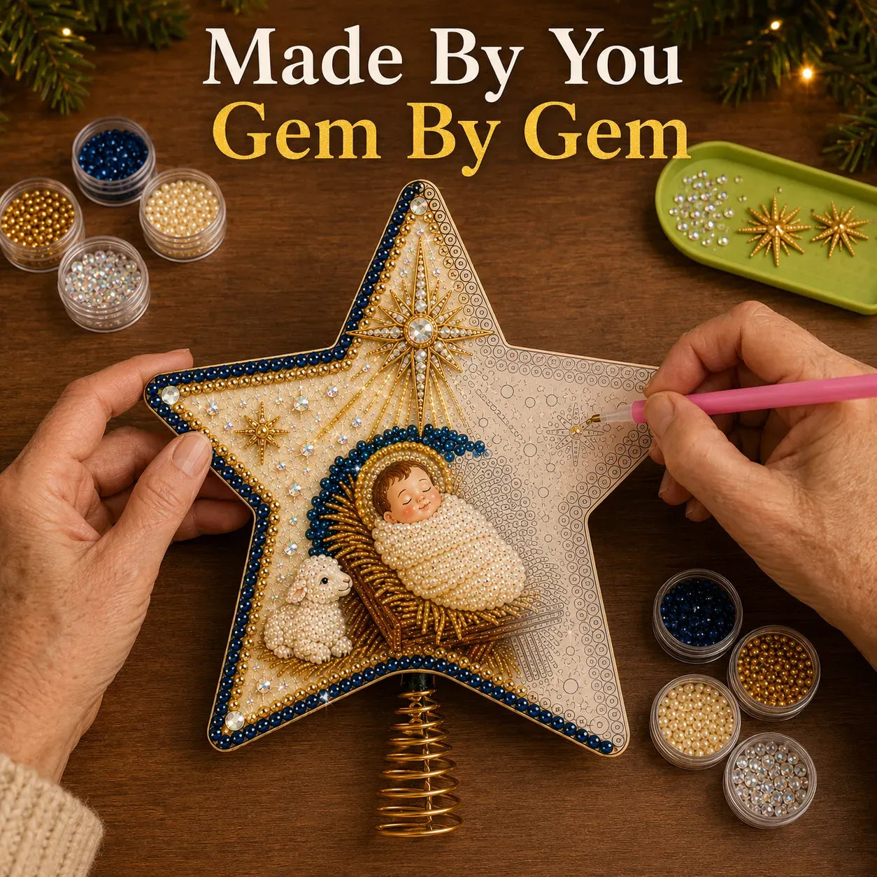 ⭐ Christian Faith Pearl Diamond Art Christmas Tree Topper Kit