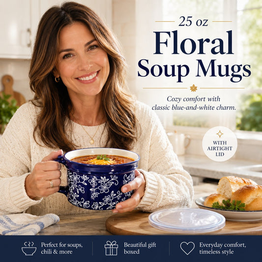 25 oz Floral Soup Mugs