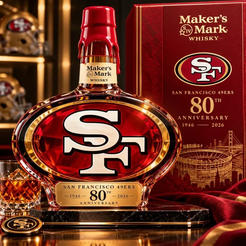 San Francisco 49ers 80th anniversary commemorative glass decanter