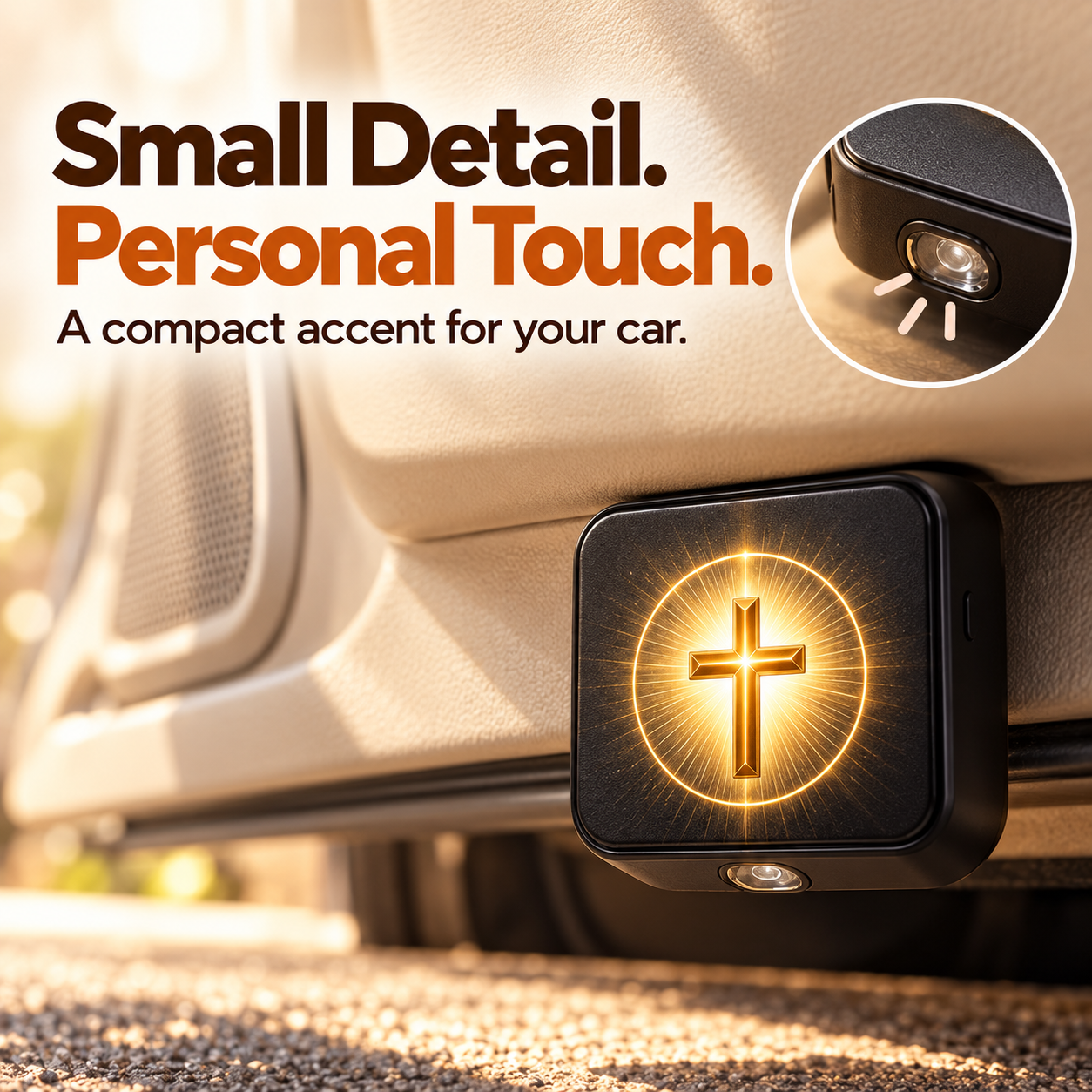 Christian car-door projector — compact square housing