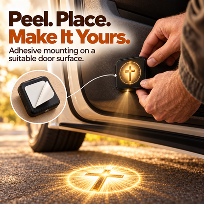 Christian Car Door Projector Light – Golden Faith-Inspired Welcome Light