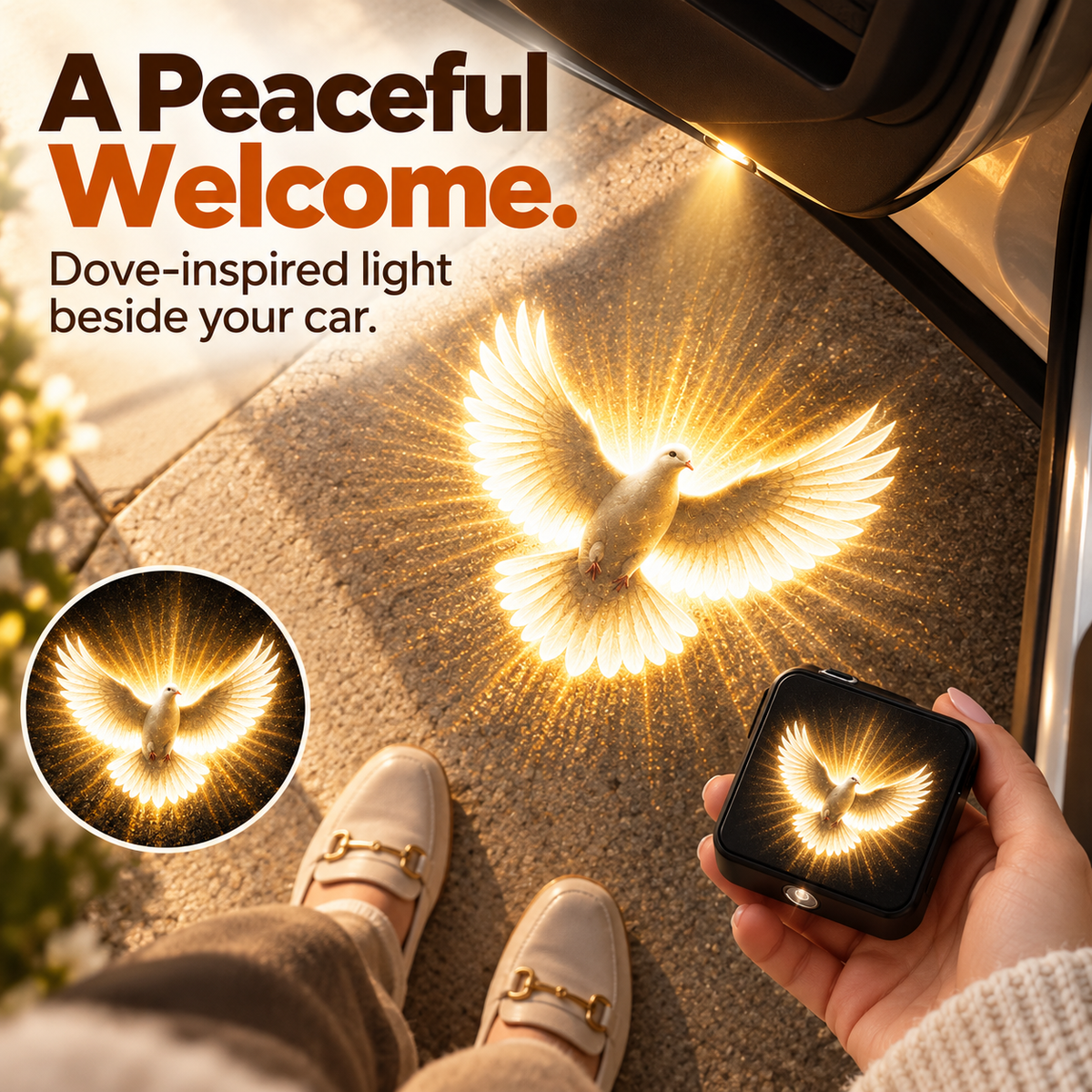 Christian Car Door Projector Light – Golden Faith-Inspired Welcome Light