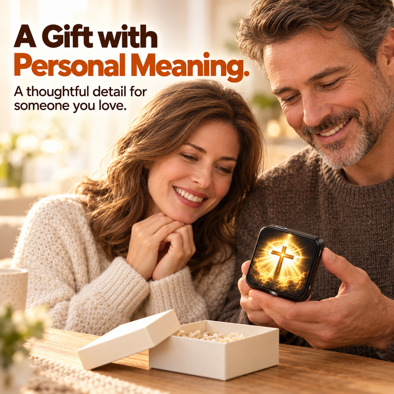 Christian car-door projector — thoughtful gift scene