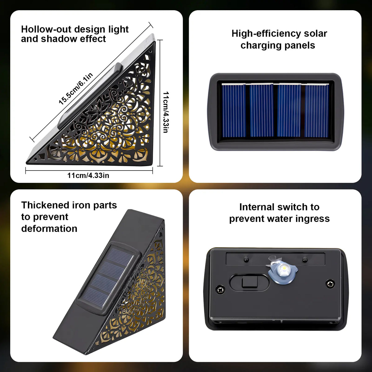 Solar step light product dimensions and features