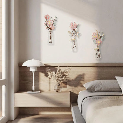 3 Pcs Metal Flowers Wall Art