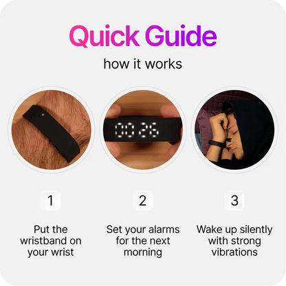 ⌚ Onyx Silent Vibration Alarm Clock – Wrist-Worn Wearable Wake-Up Device for Heavy Sleepers, Partner-Friendly Quiet Alarm with 2 Intensity Levels, 3 Alarms & 14+ Day Battery