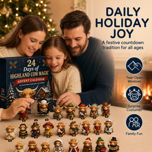 🐮 24 Days of Highland Cow Magic Advent Calendar – 24 Collectible Christmas Cow Surprises
