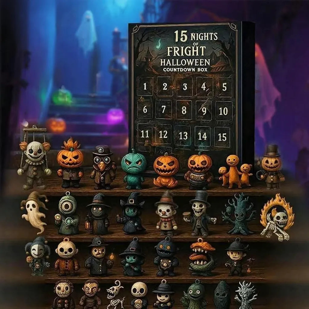 🎉 🎃 31 Nights of Fright Halloween Countdown Box | 31 Unique Mini Figurines, Hanging Charms & Spooky Collectibles with No Repeats 👻✨