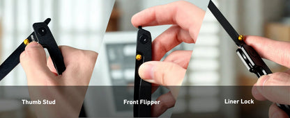 🔥Last Day Sale 49% OFF🎉Lanky Liner Lock Front Flipper Knife Black Aluminum Handle